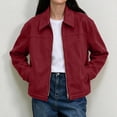 thumbnail image 2 of Enjoytime Fall Jackets for Women Lapel Collar Long Sleeve Cropped Zip Up Jacket Vintage Casual Outerwear with Pockets, 2 of 8