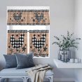 thumbnail image 6 of 3 Piece Kitchen Curtains and Valances Set Chicken Hen Cafe Curtains 36 Inch Length Rooster Animals Farmhouse Plaid Brown Wooden Grain Valance & Tier Curtain for Living Room Bedroom 54"x18"+27"x36"*2, 6 of 6