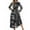 Black, variant on AOOCHASLIY Fall,Women's Loose Elegant Printed Round Neck Floral Dress