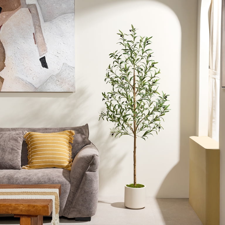 DR.Planzen 6FT Artificial Olive Tree in Pot, Faux Olive Plants