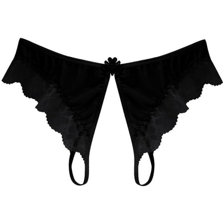 HYSYSB Crotchless Underwear for Women thongs for Women plus Size G String thong Panties for Women open Panties Underwear Underpants Low Crotch Lace Briefs Waist  micro Thongs for Women Black One Size