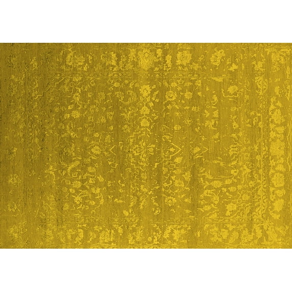 Ahgly Company Machine Washable Indoor Rectangle Oriental Yellow Industrial Area Rugs, 6' x 9'