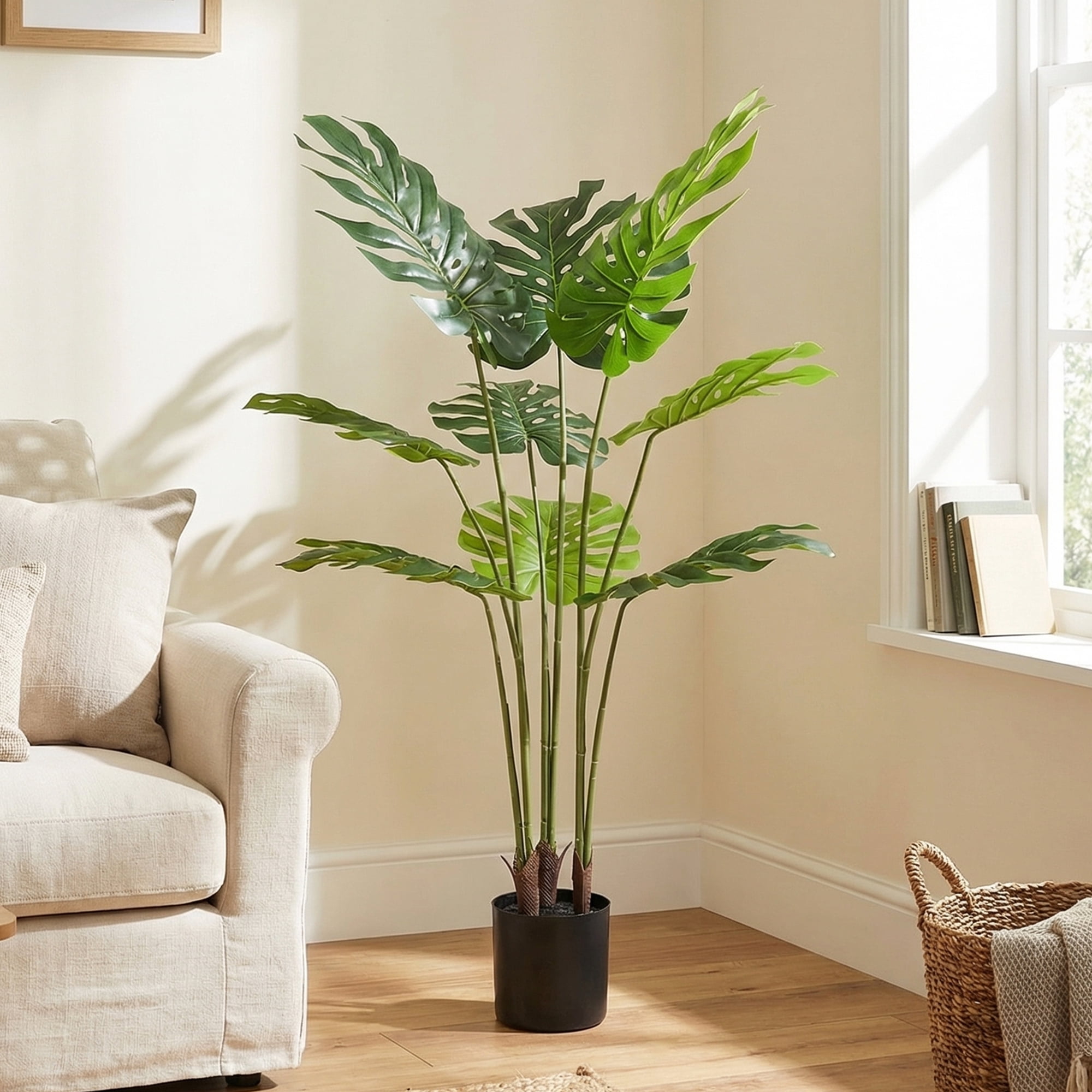 Easy4Home 3.7FT Artificial Plant Fake Tropical Potted Tree Indoor Faux Floor Plant for Home Office Decor