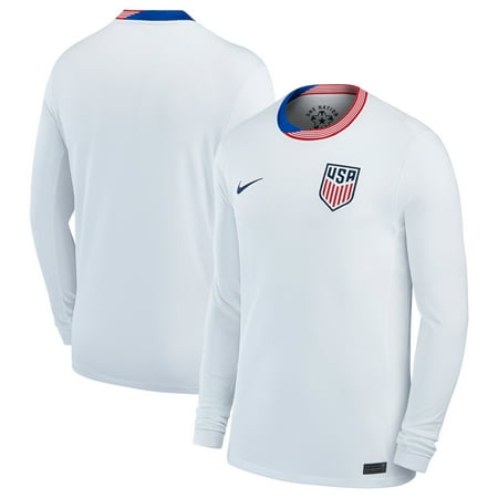 Men's Nike White USMNT 2024 Home Replica Long Sleeve Jersey