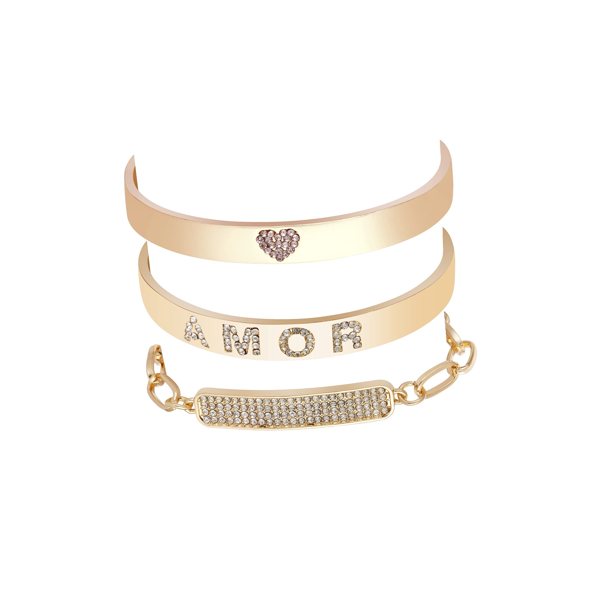 Kendall + Kylie 3 Piece Gold Tone Plated Alloy Stackable Bracelet Set for Women