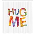 thumbnail image 3 of Hug Shower Curtain, Colorful Creative Design Typography of Hug Me Text Low Poly Letters Graphic, Fabric Bathroom Set with Hooks, 69W X 84L Inches Extra Long, Multicolor, by Ambesonne, 3 of 3