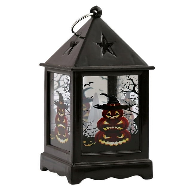 Halloween Lantern Battery Powered Halloween Decorative Lamp Simulated Flame LED Lantern for Home Outdoor