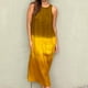 thumbnail image 1 of Puntoco Vestido De Manga Corta Con Cuello En V, Vestido Casual Sin Mangas Con Abertura Suelta Y Degradado Para Mujer Amarillo S, 1 of 6