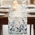 thumbnail image 3 of Table Runners 72 Inches Long Dress Scarves, Navy Blue Eucalyptus Farmhouse Kitchen/Dining Table Runner, Coffee Tablerunners, Farmhouse Weeping Leaves Linen 18x72 Inch, 3 of 9