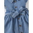 thumbnail image 5 of Baby Girls' Cute Flutter Sleeve Belted Denim Dress, 5 of 5