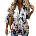 thumbnail image 4 of USSUMA Womens Plus Tops and T-Shirts Business Casual Tops for Womens Summer Tops V Neck T Shirts Long Sleeve Casual Button Down Blouses 2022 Beach, 4 of 5