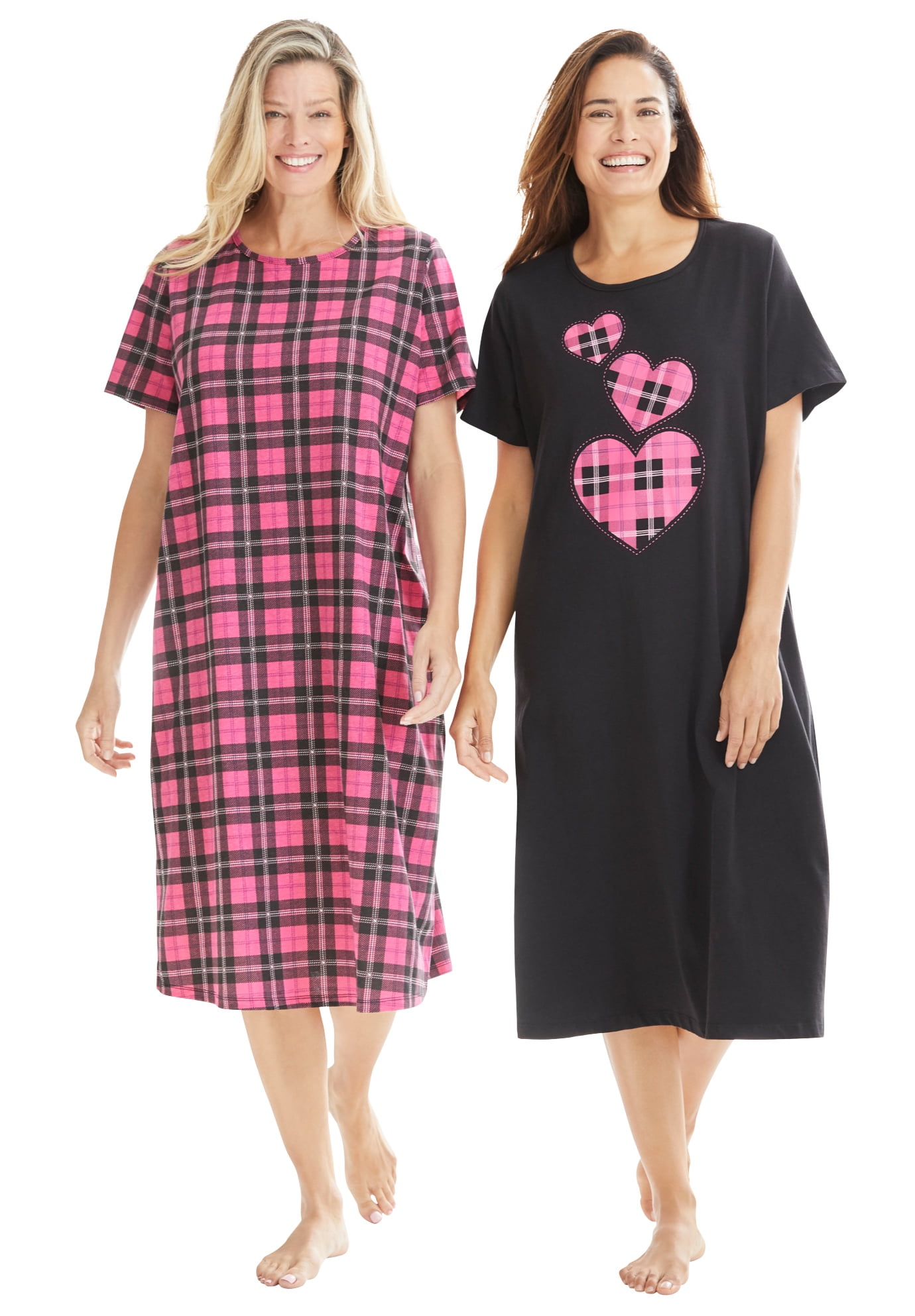 Dreams &amp; Co. Women&amp;#39;s Plus Size 2-Pack Long Sleepshirts Nightgown