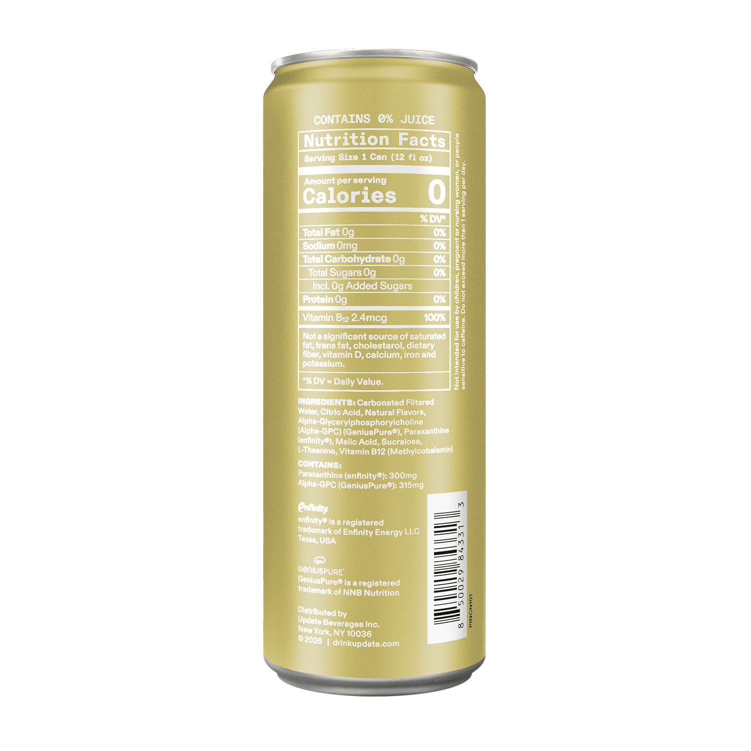 UPDATE Zero Sugar Energy Drink, Pineapple, 12 fl oz Can