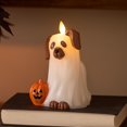 thumbnail image 1 of Vela Luminara con diseño de perro fantasma de Halloween, 10 x 15 cm, LED para interiores, 1 of 7