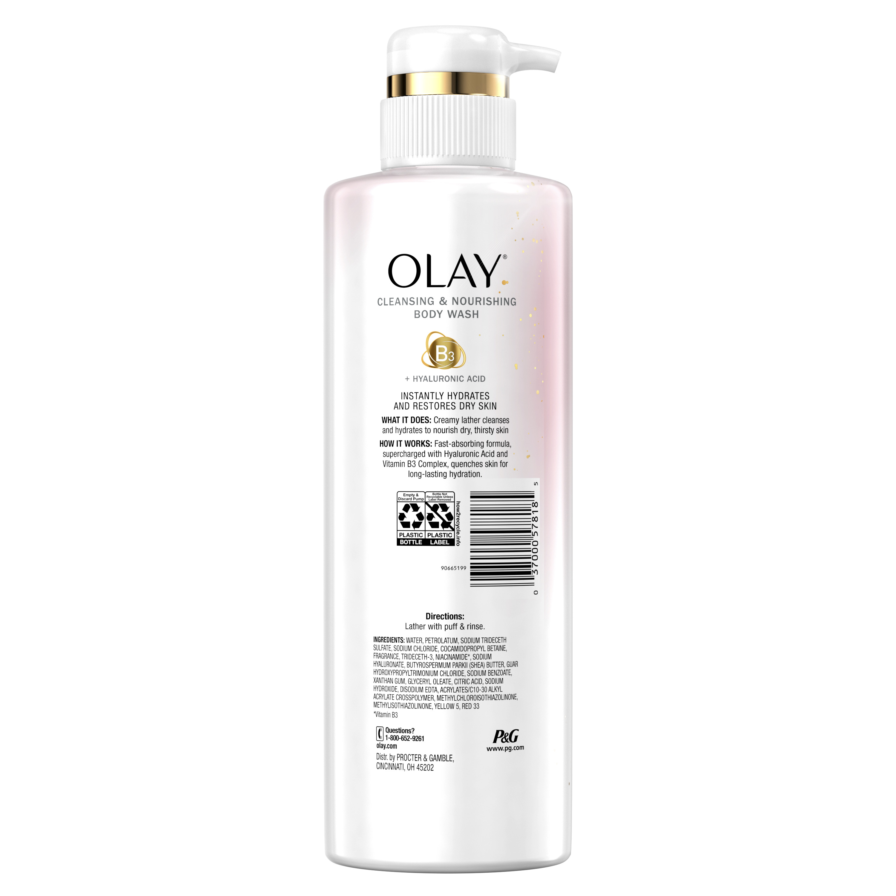 Olay Cleansing & Nourishing Body Wash with Vitamin B3 and Hyaluronic Acid, 17.9 fl oz - image 3 of 6
