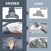 VAVSEA Reading Pillow, Extra Large 31 Backrest Pillow with Arms, Back Pillow with Detachable Neck Roll, 4 Pockets for Watching TV, Bed Rest, Reading, Gaming