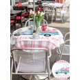 thumbnail image 4 of Outdoor Tablecloth with Umbrella Hole and Zipper, Valentine's Day Round Table Cloth 60 Inch Waterproof Tablecloth, Blue Truck Love Pink Plaid Romantic Picnic Table Cover for Patio Camping, 4 of 7