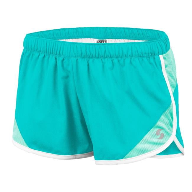 soffe women's woven mesh insert short, scuba blue/beach glass, xsmall