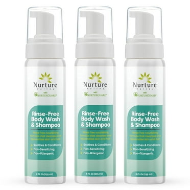 Nurture Valley Rinse-Free Body Wash & Shampoo, Aloe Vera, 8 oz, 3-Pack
