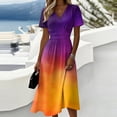 thumbnail image 2 of AHMOMEI Women's Midi Dress Summer Beach Vacation Wrap V Neck Swing Dresses Trendy Loose Tie-Dye Short Sleeve Dress, 2 of 6