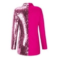 thumbnail image 5 of XFLWAM Womens Sexy Sequin Blazer Dresses Lapel Long Sleeve Sparkly Evening Prom Cocktail Party Jacket Dress Pink L, 5 of 6