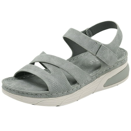 

KI-8jcuD Ankle Strap Sandals For Women Fashion Spring And Summer Women Sandals Flat Bottom Thick Bottom Light Open Toe Breathable Solid Color Simple Style Womens Bling Sandals Womens Slip On Sandals
