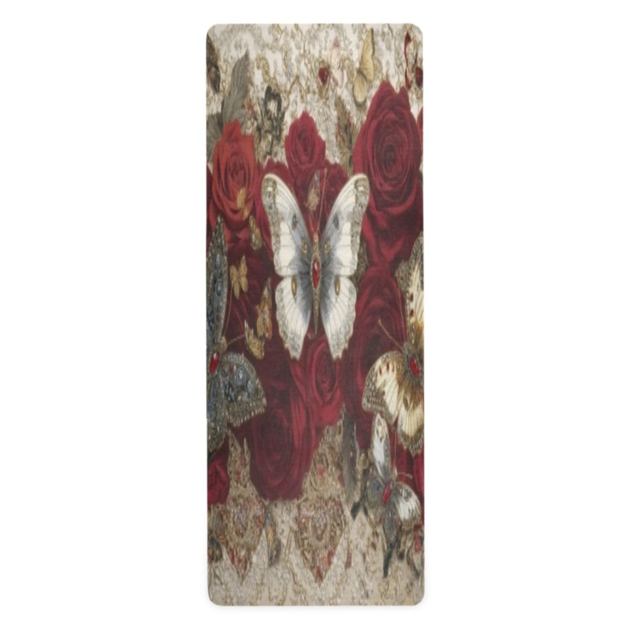 BZSMCE Yoga Mat Women Fitness Mat Ivory Butterfly Pattern