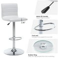 thumbnail image 6 of Bar Stools Set of 2, 360° Swivel Modern Square Bar Stool with Back, PU Leather Adjustable Height BarStools for Kitchen Dining Cafe, White, 6 of 10