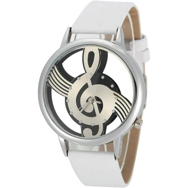 HUGFEGWE Quartz Analog Watch, Musical Note Dial Couple Wristwatch for Men Women CJB91-19901