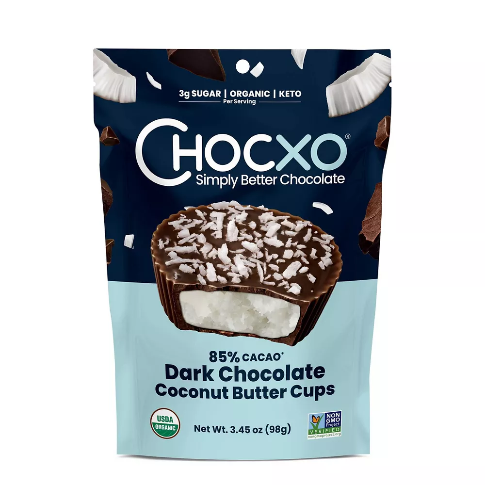 (Pack of 6) Chocxo Dark Chocolate Organic Coconut Cups, 3.45 oz