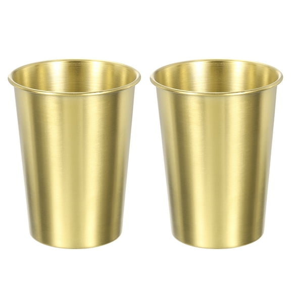2 Pcs 304 Stainless Steel Cups,13.52oz/400ml Water Glasses Cup Metal Tumbler Gold