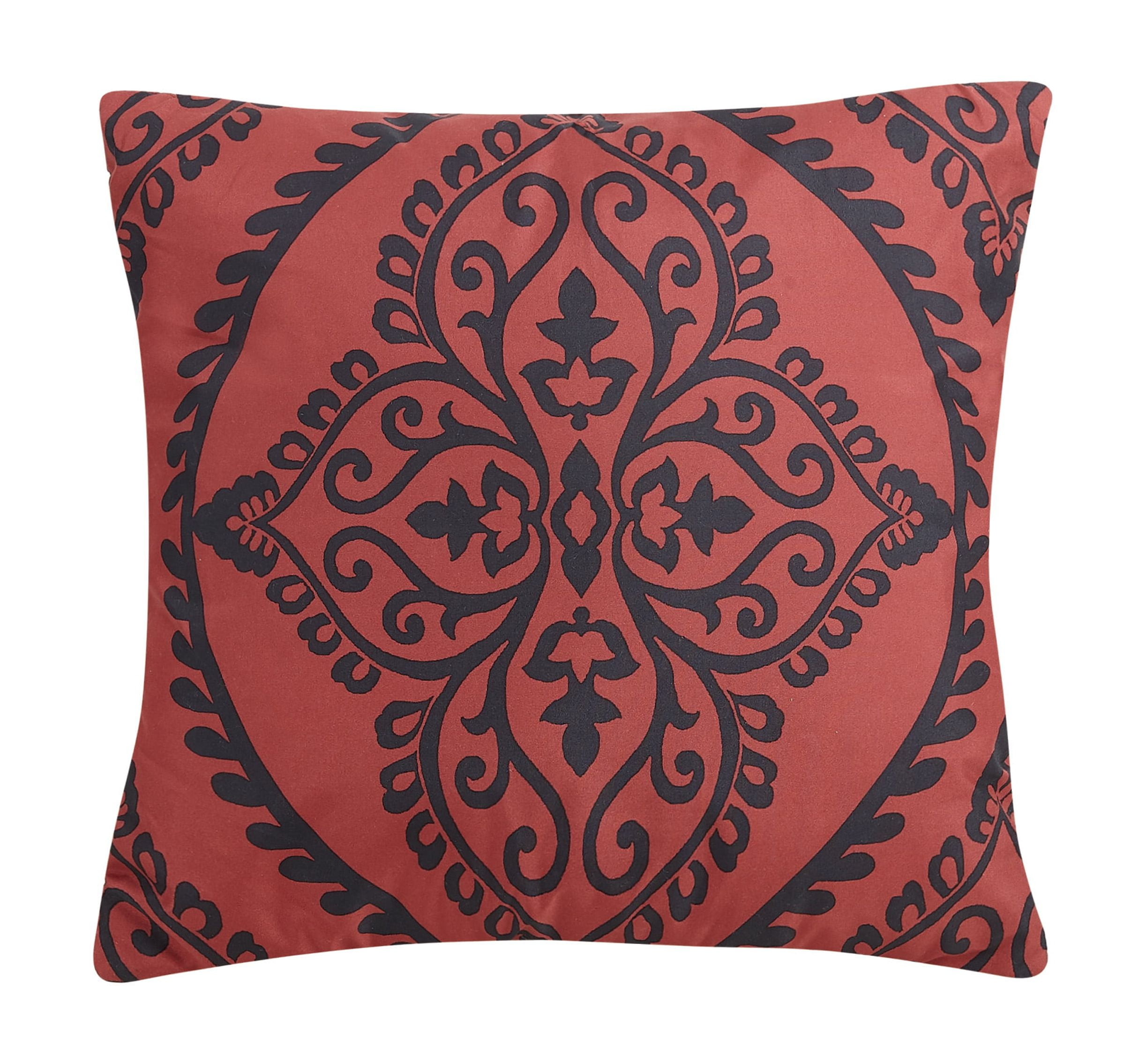 Mainstays Red and Black Damask 10-Piece Bed in a Bag, Queen