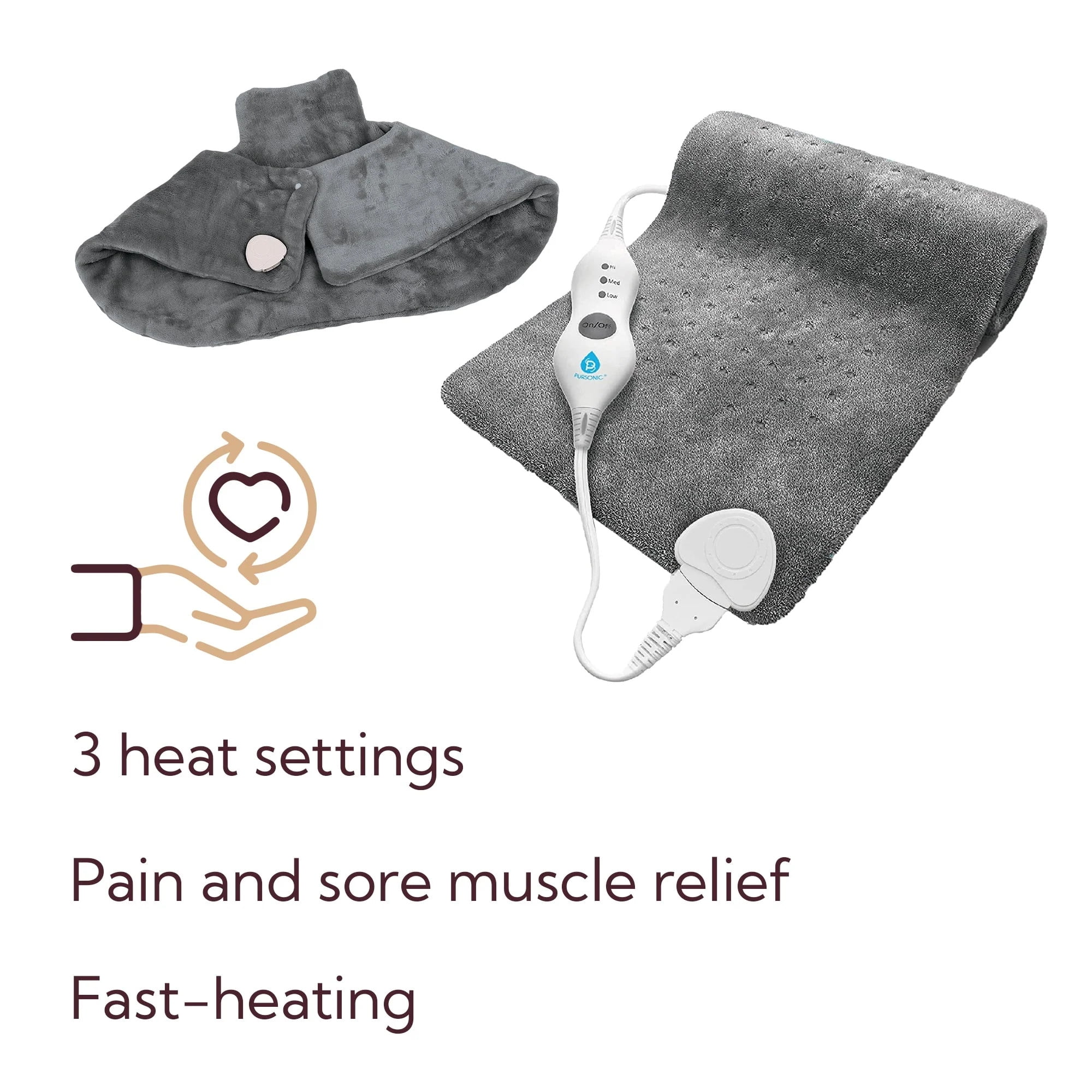 Total Comfort Package: Neck  Shoulder Warmer + Electric Heat Pad by Pursonic