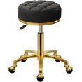 thumbnail image 1 of Tabouret Roulant Tabouret de Coiffeuse Or avec Roues Pédicure Massage Tabourets à Roulettes Cuir PU Rond Pivotant Chaise de Salon Base Titane Or Hauteur Réglable, 1 of 2