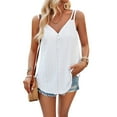 thumbnail image 2 of Women's V Neck Two Spaghetti Straps Vest Dress Casual Camisole Shirt Sleeveless Loose Cami Basic Tank Top, 2 of 5