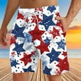 thumbnail image 5 of WREESH Men's Independence Day Shorts Printed Beach Style Drawstring Summer Casual White, 5 of 5