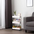 thumbnail image 5 of 3-Tier Slim Storage Cart, Kitchen Rolling Utility Cart, Storage Organizer Shelf Rack, Mobile Shelving with 3 Storage Baskets for Kitchen, Living Room, Bathroom, Laundry Room, 5 of 5