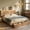 Wood, variant on Wood Bed Frame Queen with Storage Headboard Wooden Farmhouse Bed Frame with 2 Drawers & Charge Station & LED Light,Walnut