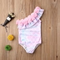 thumbnail image 3 of Toddler Kids Baby Girls Flower Swimwear Bikini  Swimsuit One Shoulder Bathing Suit, 3 of 5