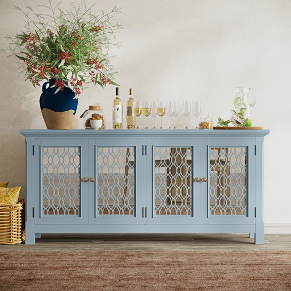 Jofran Isabella 69" Luxury Mirrored Sideboard Storage Cabinet