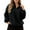 C-Black319, variant on Women's Quarter Zip Fuzzy Sweatshirts Loungewear Windproof Solid Color Long Sleeve Stand Collar Loose Fit Double-Sized Plush Pullover Thickened Versatile Jumper Tops