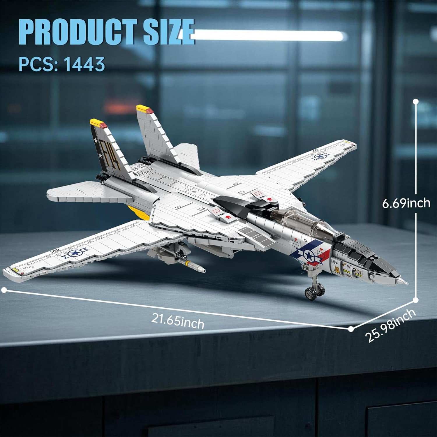 F-14 Fighter Jet Building Set, Fighter Airplane Model Kit 33032 with Movable Wings, Military Plane Model Kit for Adults, Military Toys Ideal Gifts for Kids 14+, Men and Aviation Fans