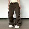thumbnail image 3 of Pantalons Parachute pour Femmes Couleur Unie Cargo Longs, 3 of 9