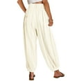 thumbnail image 4 of Bovemsi Casual Pants for Women High Waist Wide Leg Palazzo Beach Loose Baggy Harem With Pockets Beach Trousers, 4 of 8