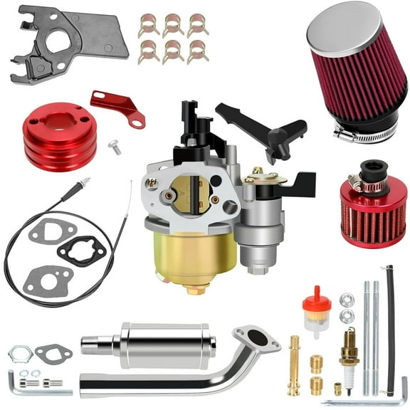 212cc Carburetor Exhaust Pipe Muffler Stage 2 Kit Fit for Predator 212cc 224cc 196cc 200 6.5hp Engine Coleman CT200U BT200X CT200U-EX Baja Warrior MB200 GX160 Mini Bike Go Kart Spare Parts