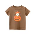 thumbnail image 5 of YOUYEDIAN Halloween Tops for Girls Funny Pumpkin Bat Spider Print Shirts Short Sleeve Round Neck Blouses Coffee 9-10 Years, 5 of 5