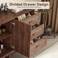 thumbnail image 6 of 59" Mid Century Modern Buffet Cabinet with Storage, Walnut Sideboard Credenza with 3 Drawers and Adjustable Shelf for Dining Room, 6 of 9