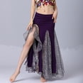 thumbnail image 7 of Women's Belly Dance Performance Maxi Skirt Sparkle Mesh Ruffle High-Slit Belly Dance Long Skirt, 7 of 7