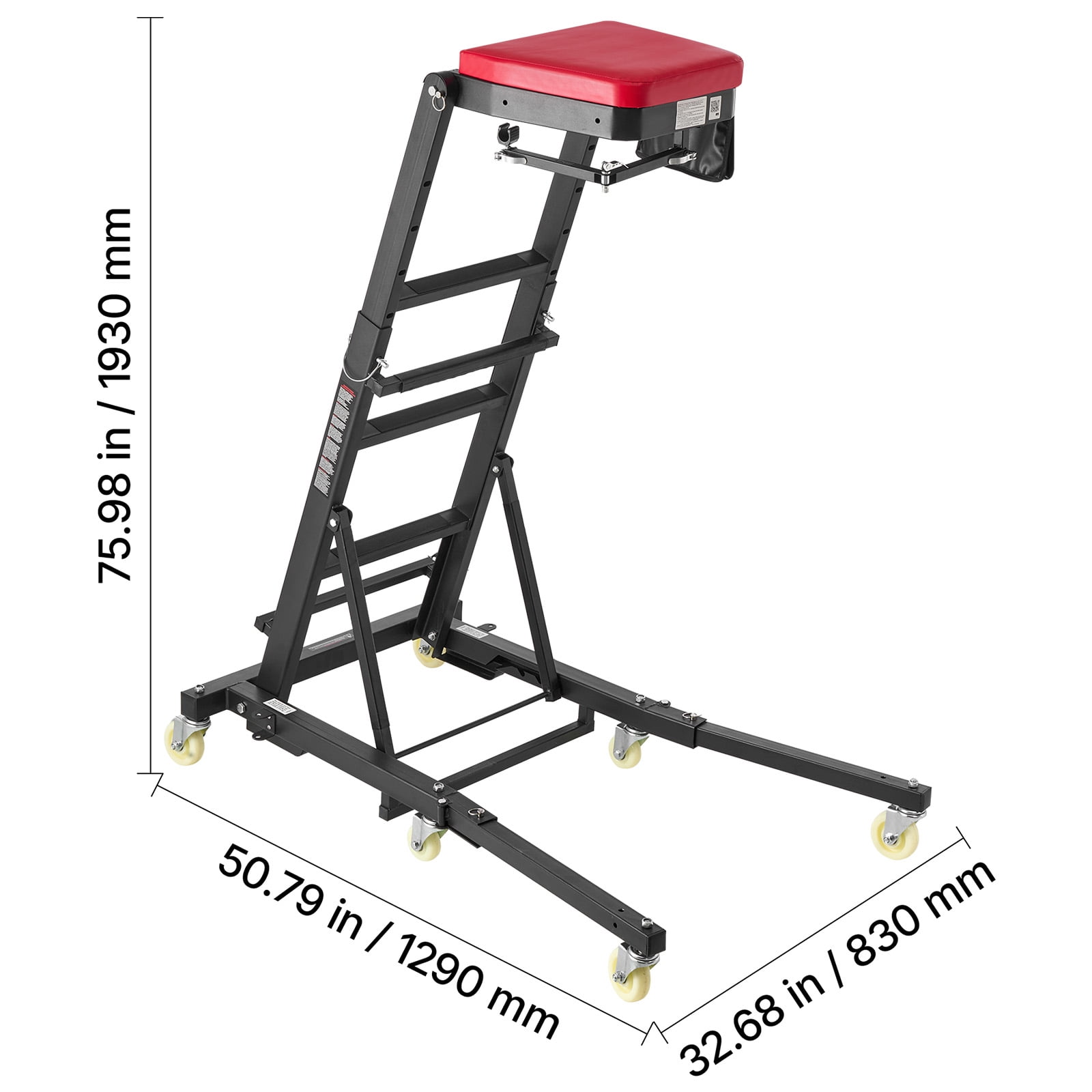 KFFKFF Adjustable Automotive Creeper 48"-76" with Folding Arm, Foldable High-Top Engine Creeper, 400LBS Capacity, Durable H-Shaped Base, 6-Wheel Smooth Mobility for Vehicle Maintenance