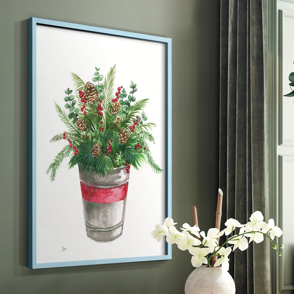 Winter Greens Framed Print - Solid Wood in Single Picture Frame Solid Wood 2 Framed Print